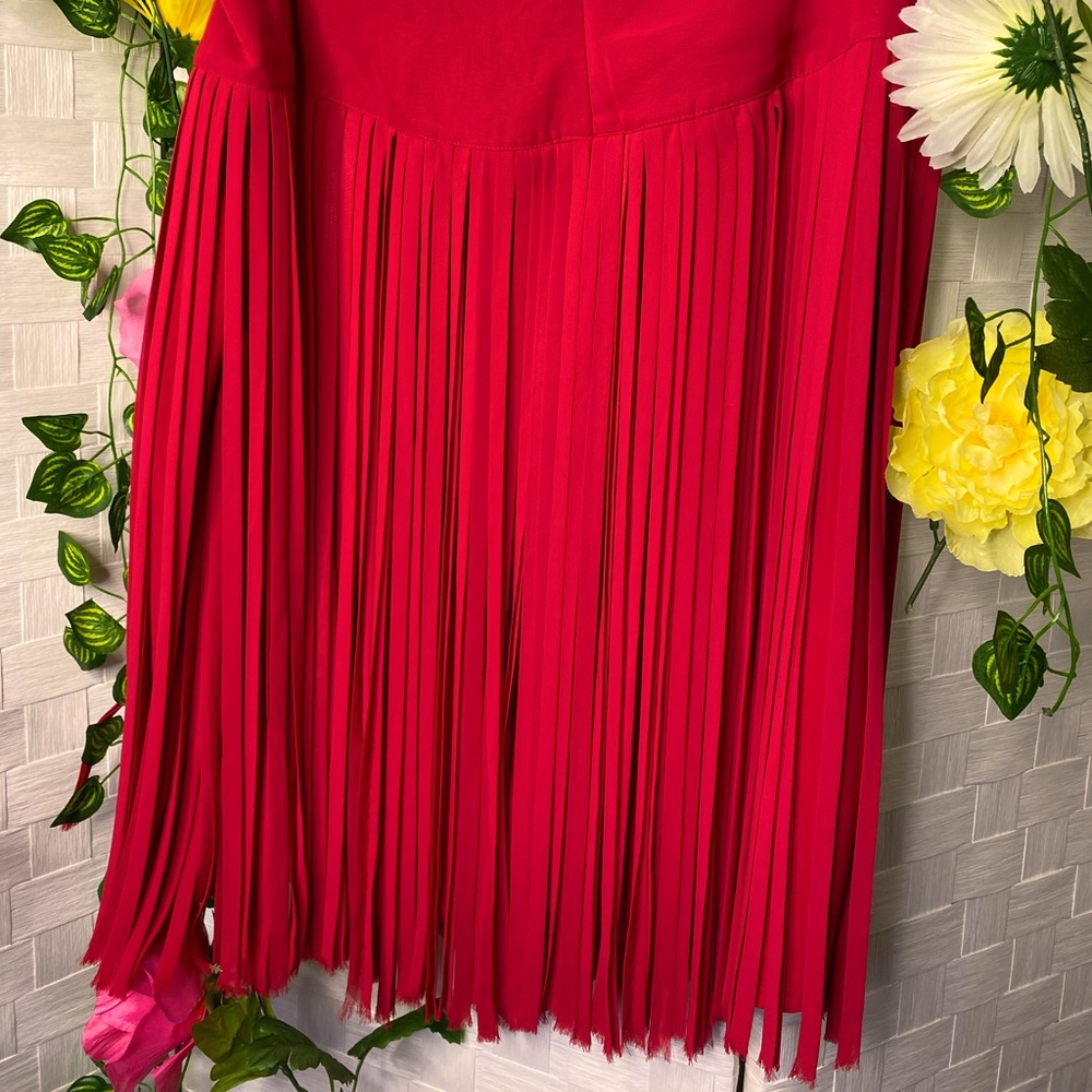 Red Night for Cruise or red themed event. Red fringe fitted knee length skirt.